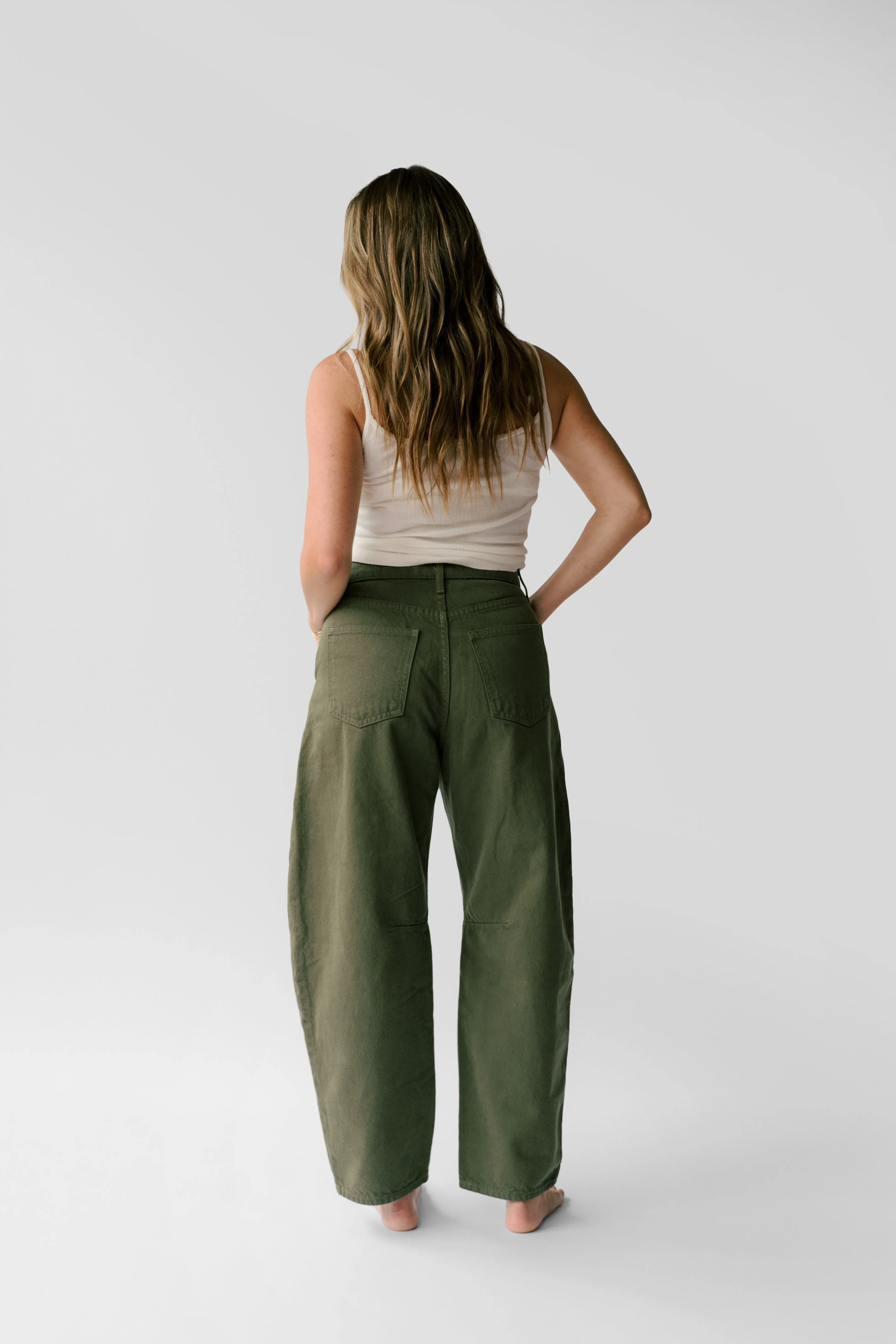 Petite Mid-Rise Barrel Jean - The Ali in Olive sold by Nelle Atelier product image thumbnail 3
