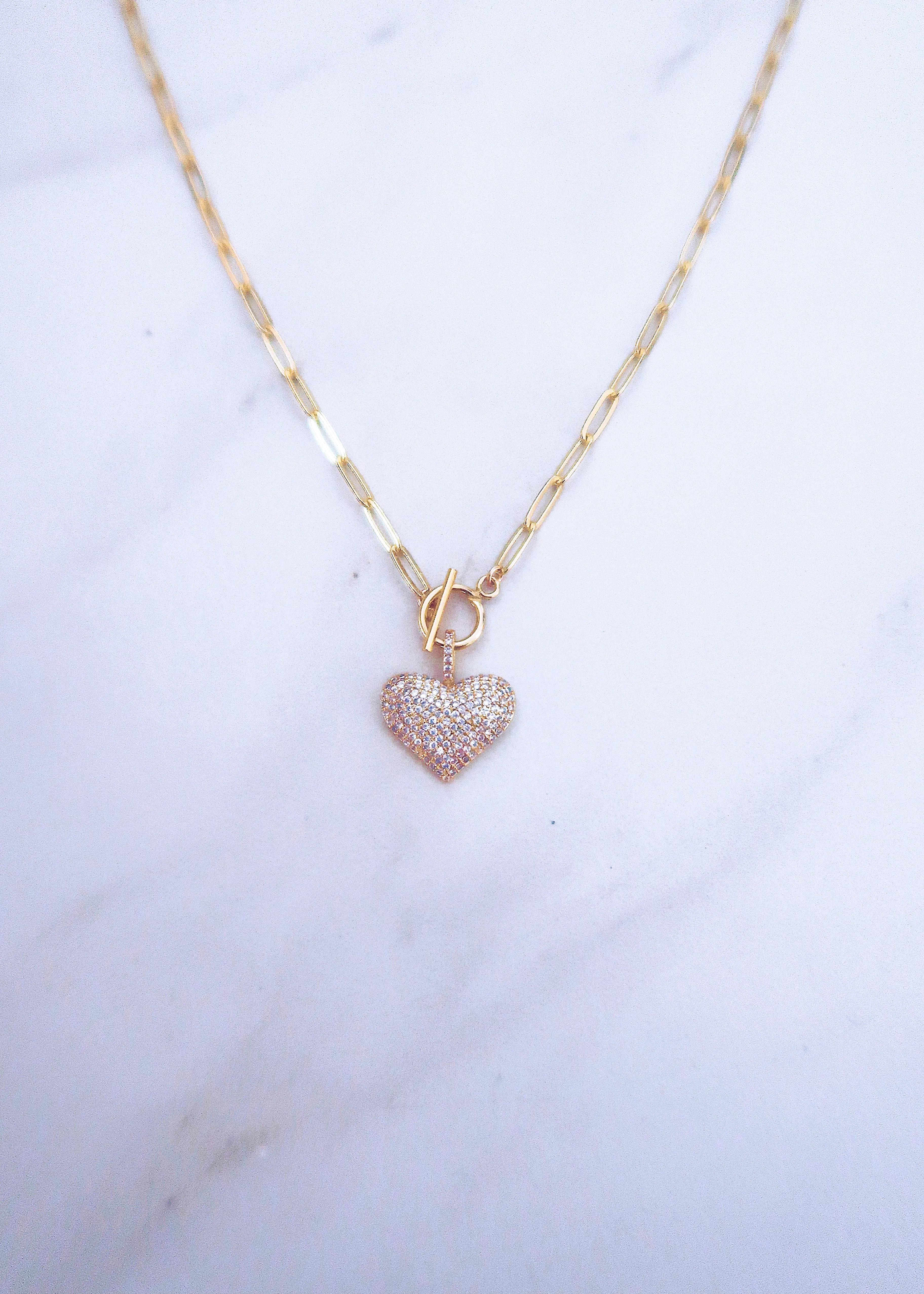 Pave Heart Toggle Chain sold by Ten Wilde