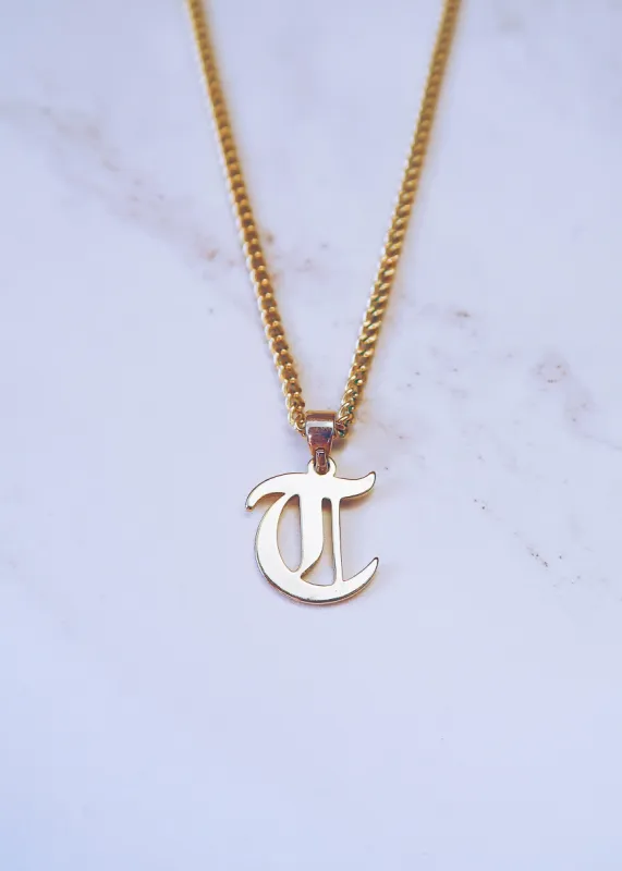 Old English Initial Pendant Necklace sold by Ten Wilde