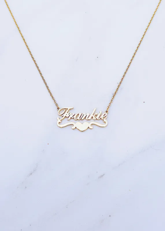 Heart Script Nameplate Necklace sold by Ten Wilde