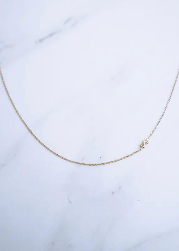 Bubble Sideways Initial Necklace sold by Ten Wilde