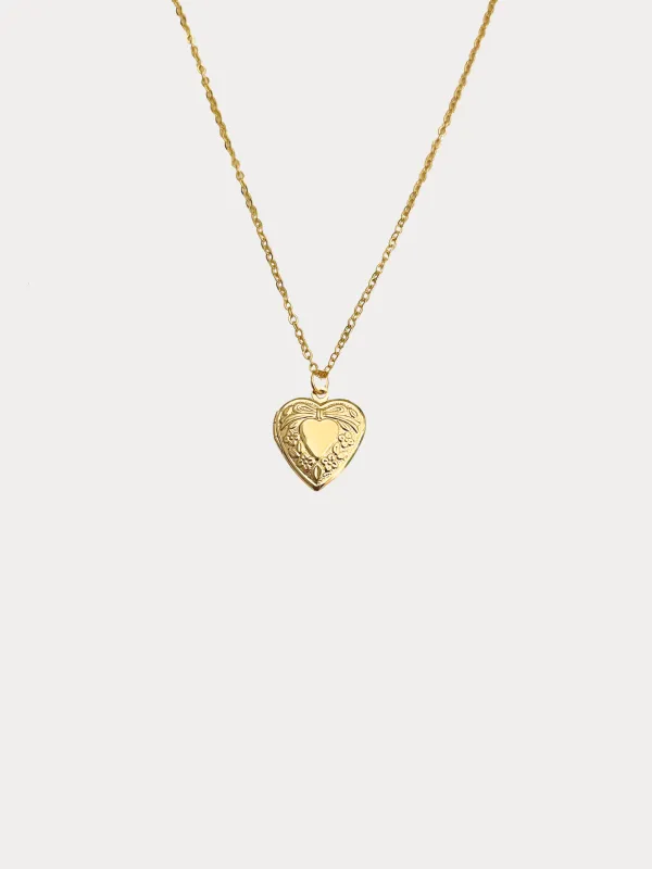 Bow Heart Locket Necklace sold by Ten Wilde