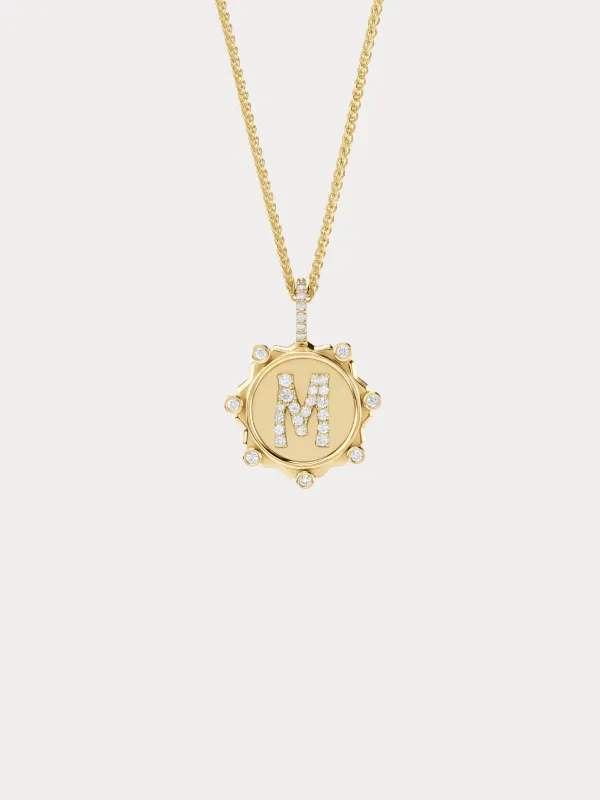 Pavé Initial Medallion Necklace made by Ten Wilde