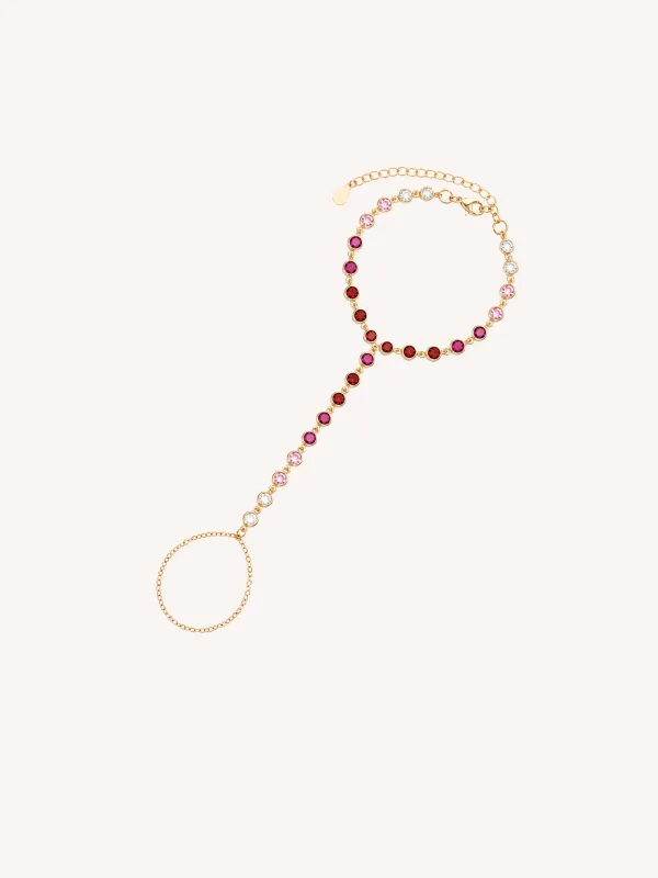 Ruby Ombre Hand Chain made by Ten Wilde