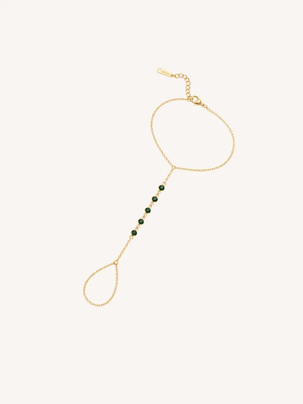 Green CZ Hand Chain made by Ten Wilde