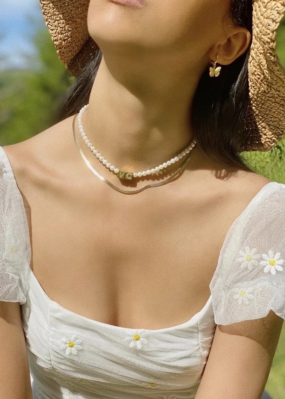 Pave Pearl Initial Choker sold by Ten Wilde product image thumbnail 2
