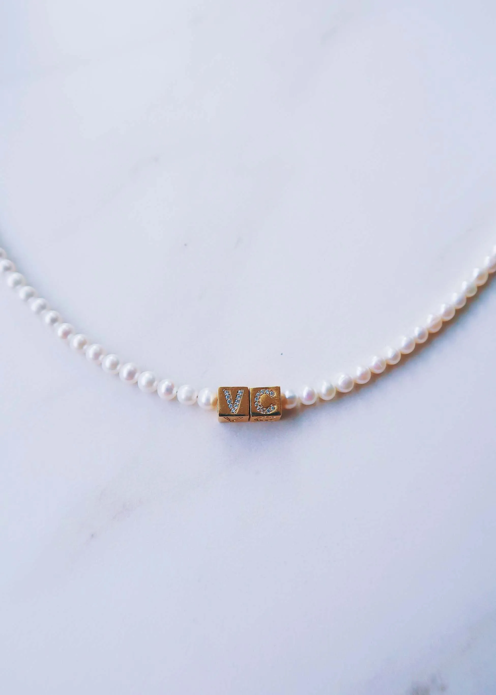 Pave Pearl Initial Choker sold by Ten Wilde