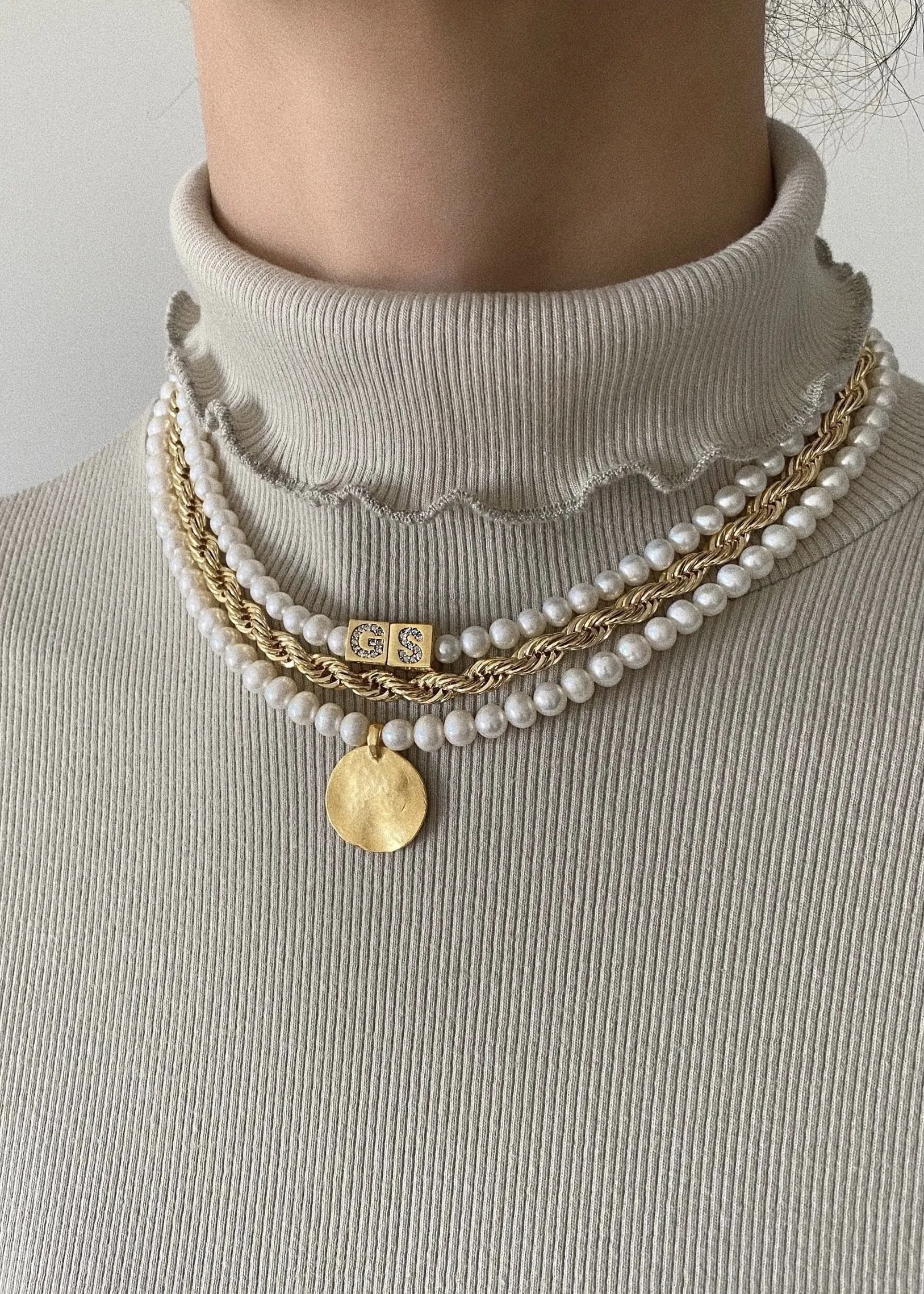 Pave Pearl Initial Choker sold by Ten Wilde product image thumbnail 3