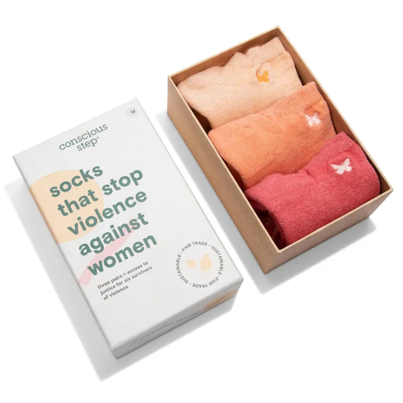Socks that Stop Violence Against Women sold by Conscious Step