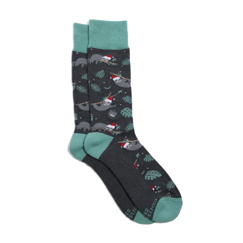 Holiday Socks that Protect Sloths sold by Conscious Step