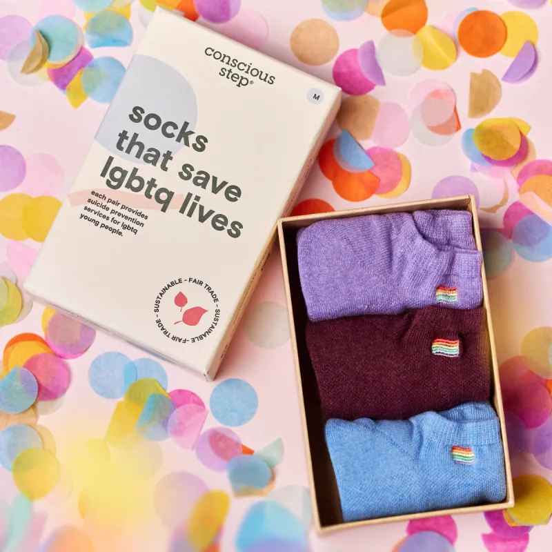 Socks that Save LGBTQ Lives sold by Conscious Step