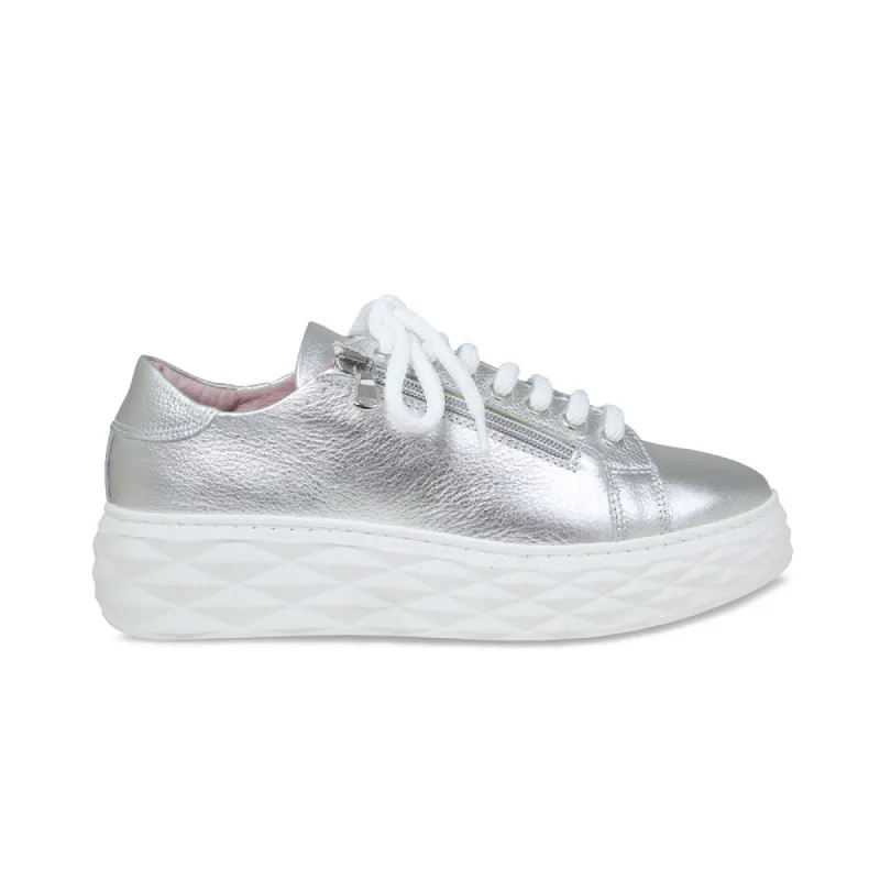 Palazzo: Silver Leather sold by Sole Bliss