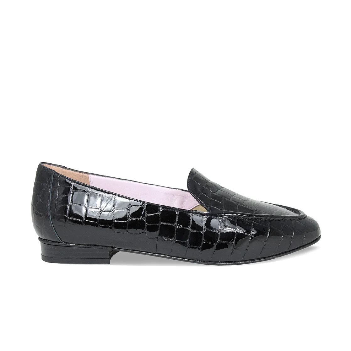 Tabitha: Black Croc Patent Leather sold by Sole Bliss