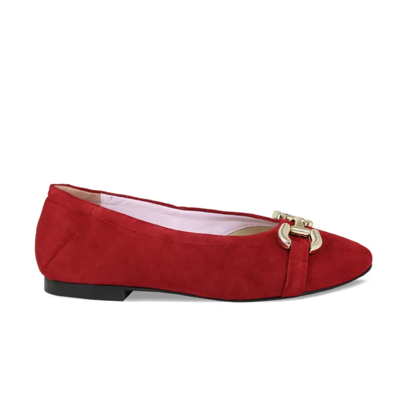 Lydia: Cherry Red Suede sold by Sole Bliss