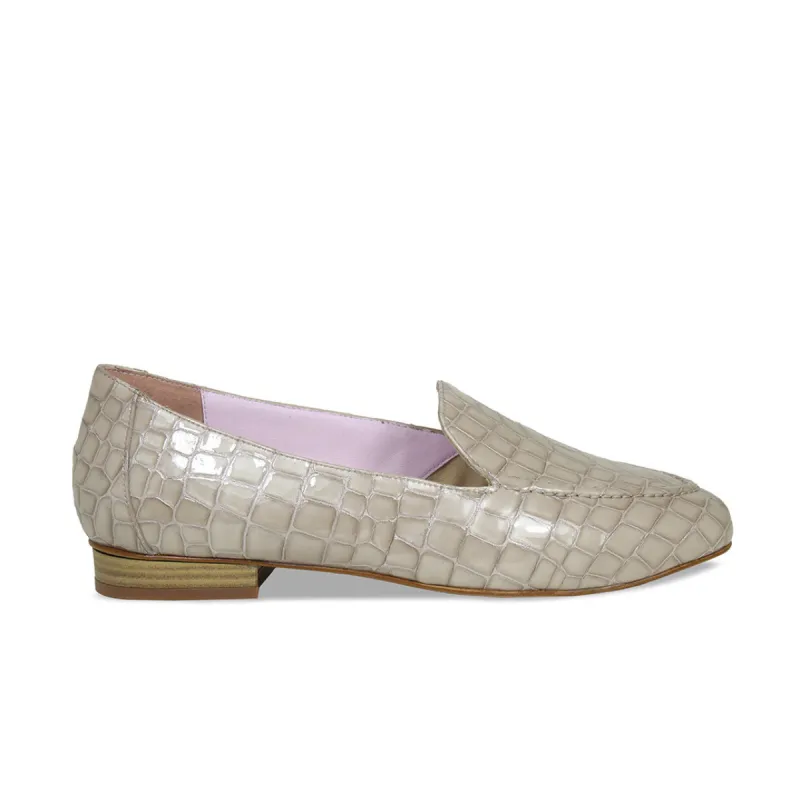Tabitha: Taupe Croc Patent Leather sold by Sole Bliss