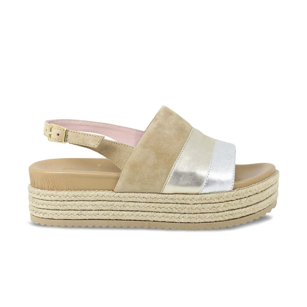 Bertie: Nude Suede & Metallic Leather sold by Sole Bliss