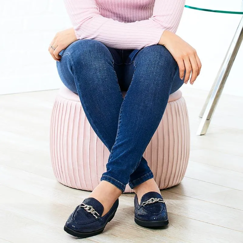 Tamara: Navy Snake Print Leather sold by Sole Bliss product image thumbnail 3