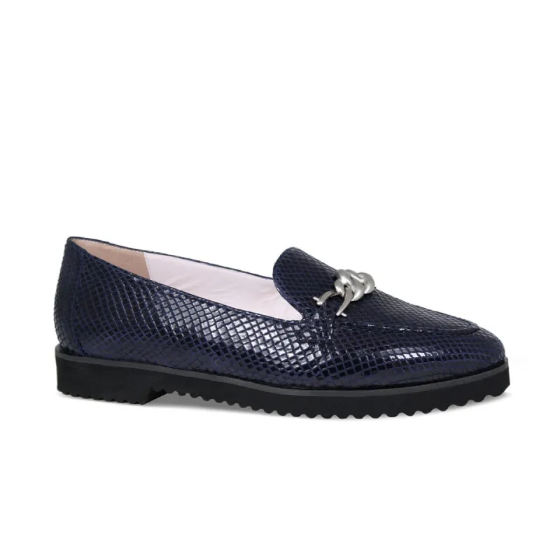 Tamara: Navy Snake Print Leather sold by Sole Bliss
