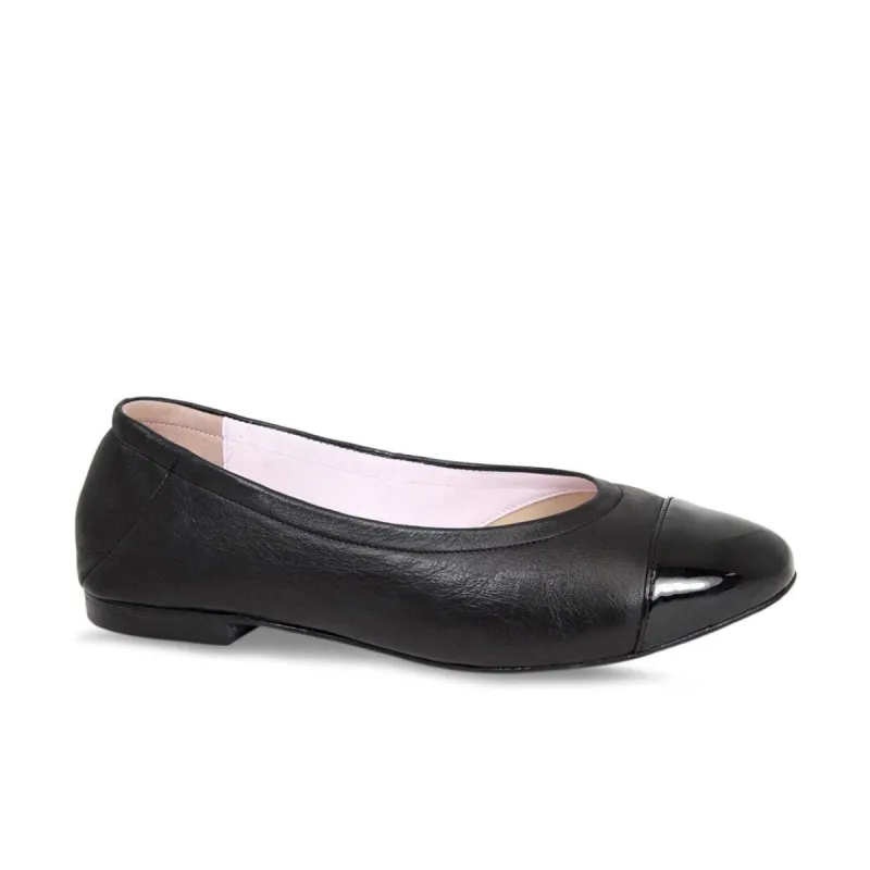 Luna: Black Leather & Patent sold by Sole Bliss