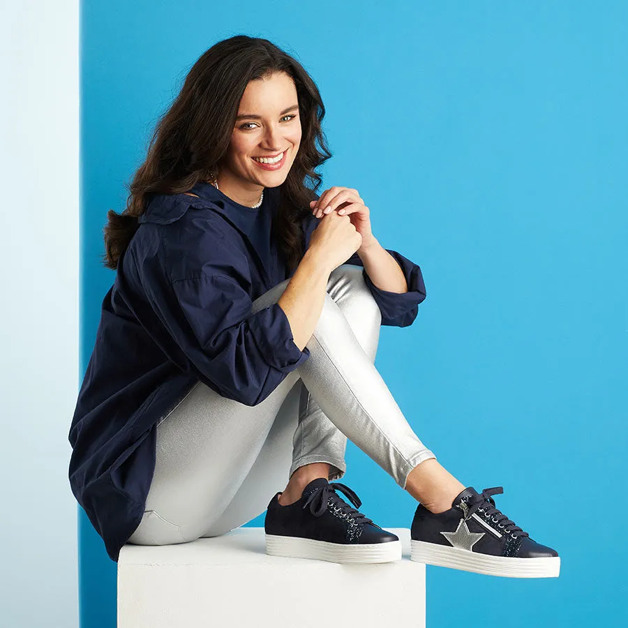 Star: Navy Leather & Suede sold by Sole Bliss product image thumbnail 2