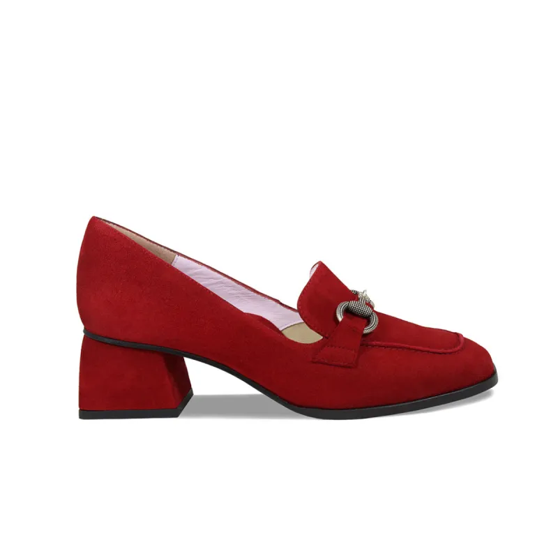 Giselle: Cherry Red Suede sold by Sole Bliss