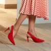 Elsa: Coral Red Suede sold by Sole Bliss