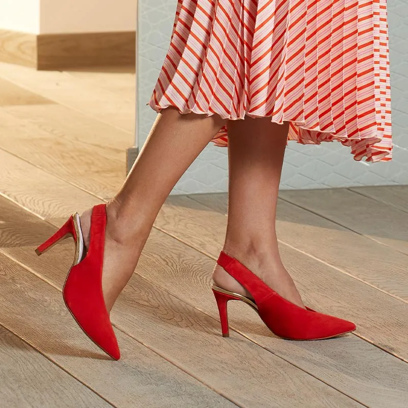 Elsa: Coral Red Suede sold by Sole Bliss product image thumbnail 4