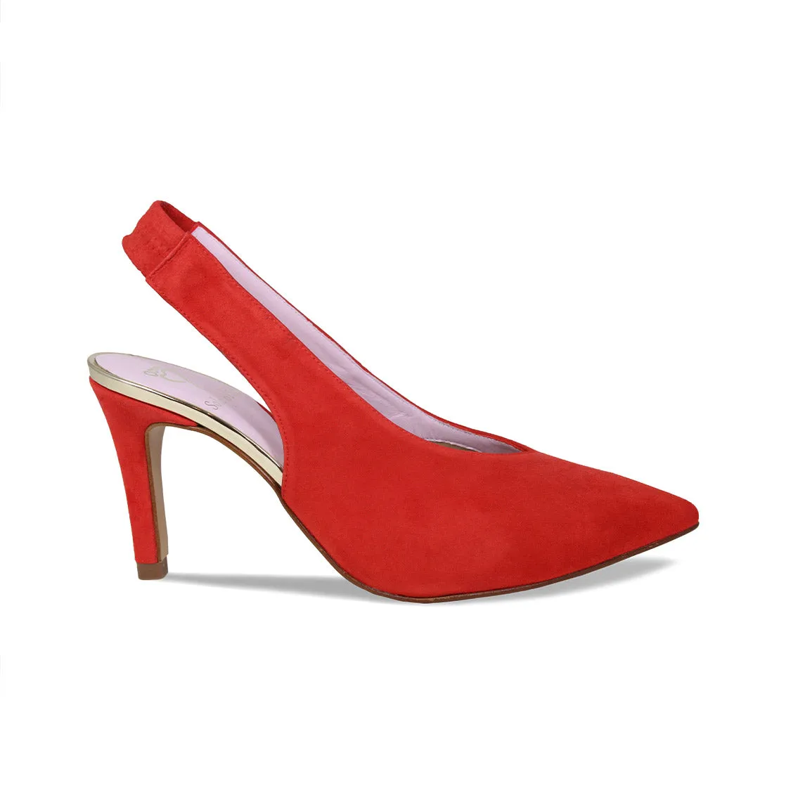 Elsa: Coral Red Suede sold by Sole Bliss