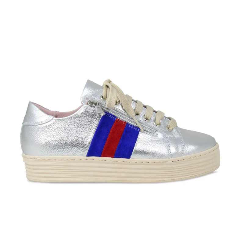 Hampton Stripe: Silver Leather sold by Sole Bliss