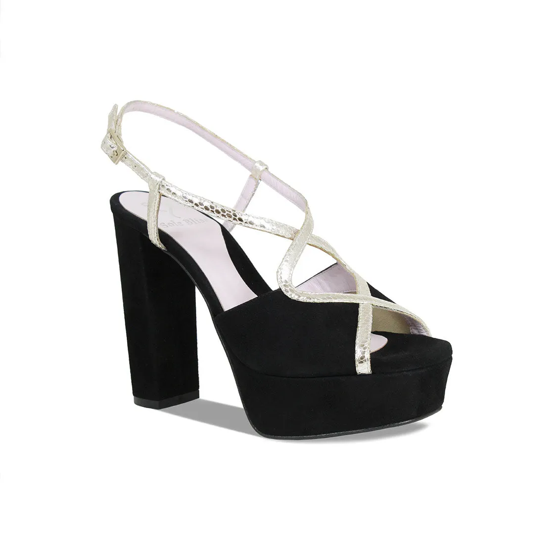 Reese: Black Suede & Gold Snake Print Leather sold by Sole Bliss product image thumbnail 2