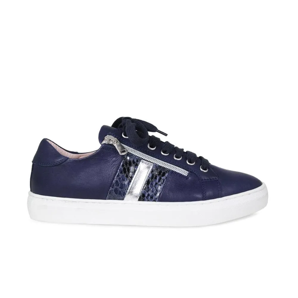 Sprint: Navy Leather & Silver sold by Sole Bliss