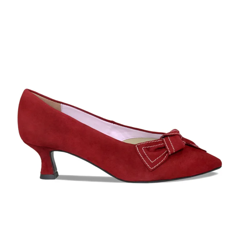Katie: Cherry Red Suede sold by Sole Bliss