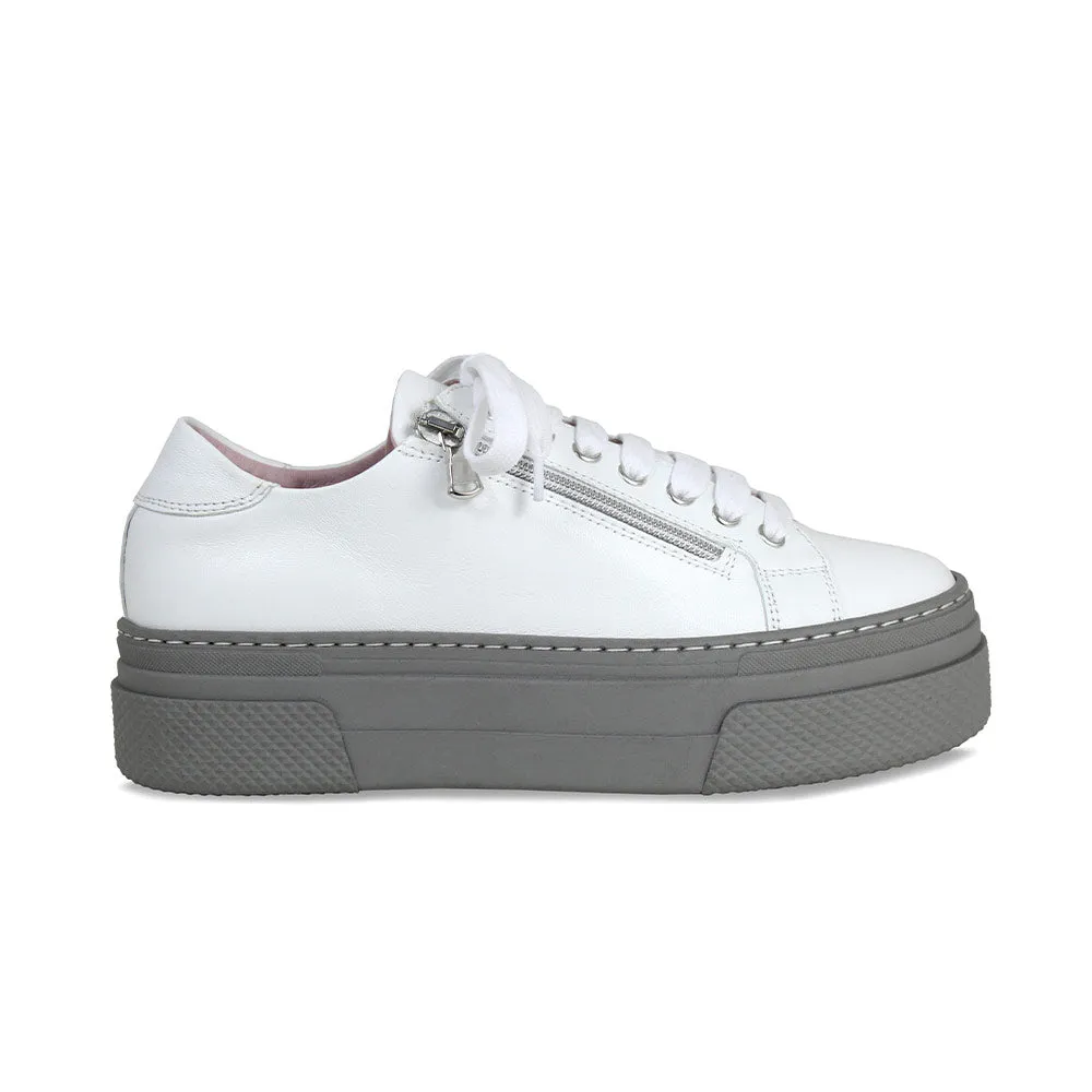Diva: White Leather & Grey sold by Sole Bliss