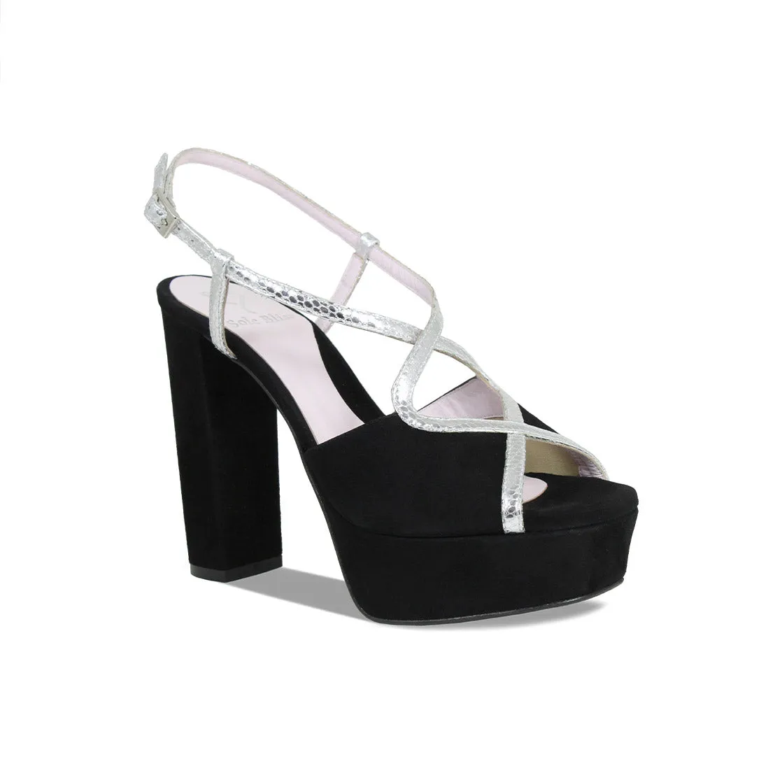 Reese: Black Suede & Silver Snake Print Leather sold by Sole Bliss product image thumbnail 3