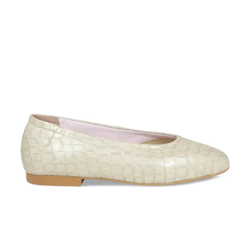 Luna: Cream Croc Patent Leather sold by Sole Bliss