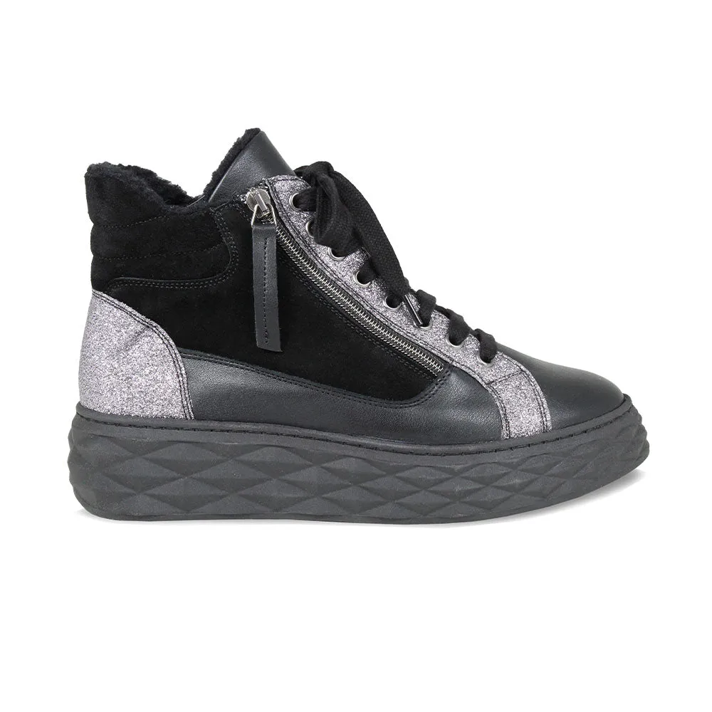 Parka Fur: Black Leather & Suede sold by Sole Bliss