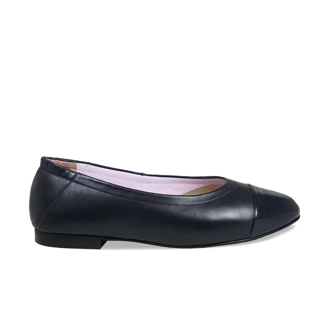 Luna: Navy Leather & Patent sold by Sole Bliss