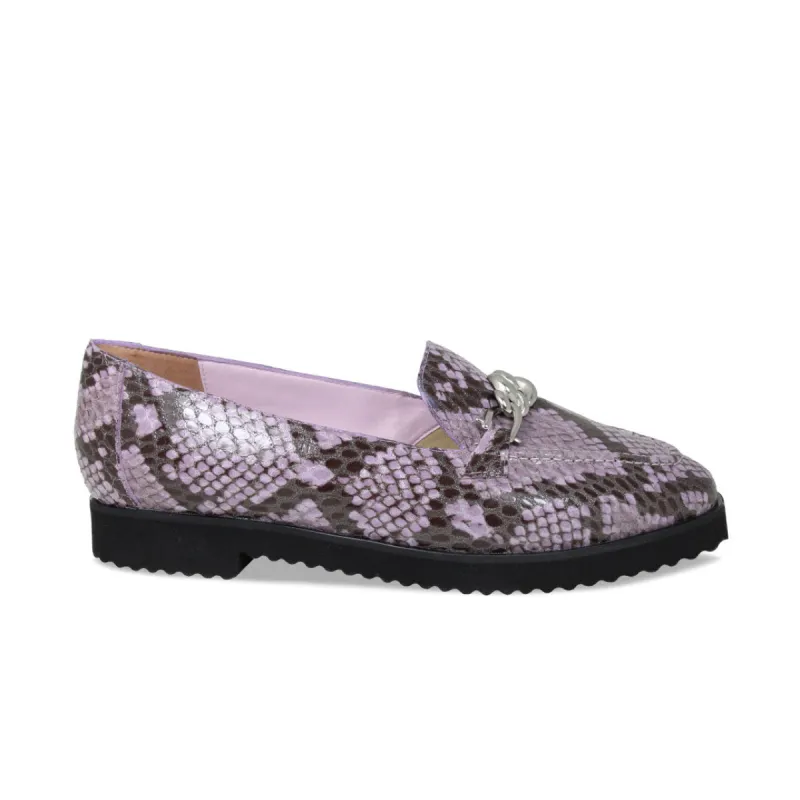 Tamara: Lilac Snake Print Leather sold by Sole Bliss