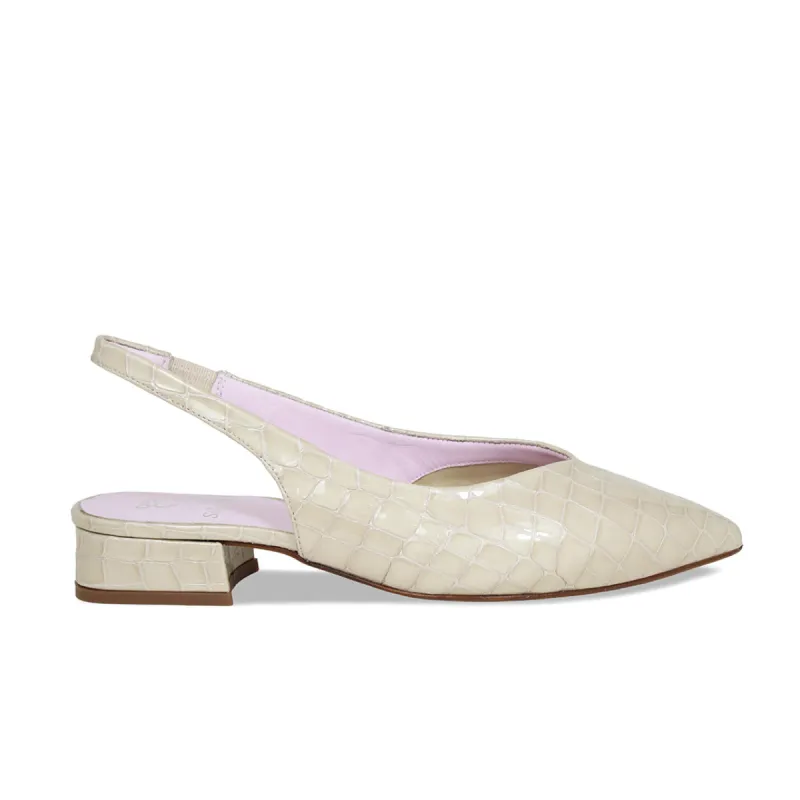 Sienna: Cream Croc Patent Leather sold by Sole Bliss