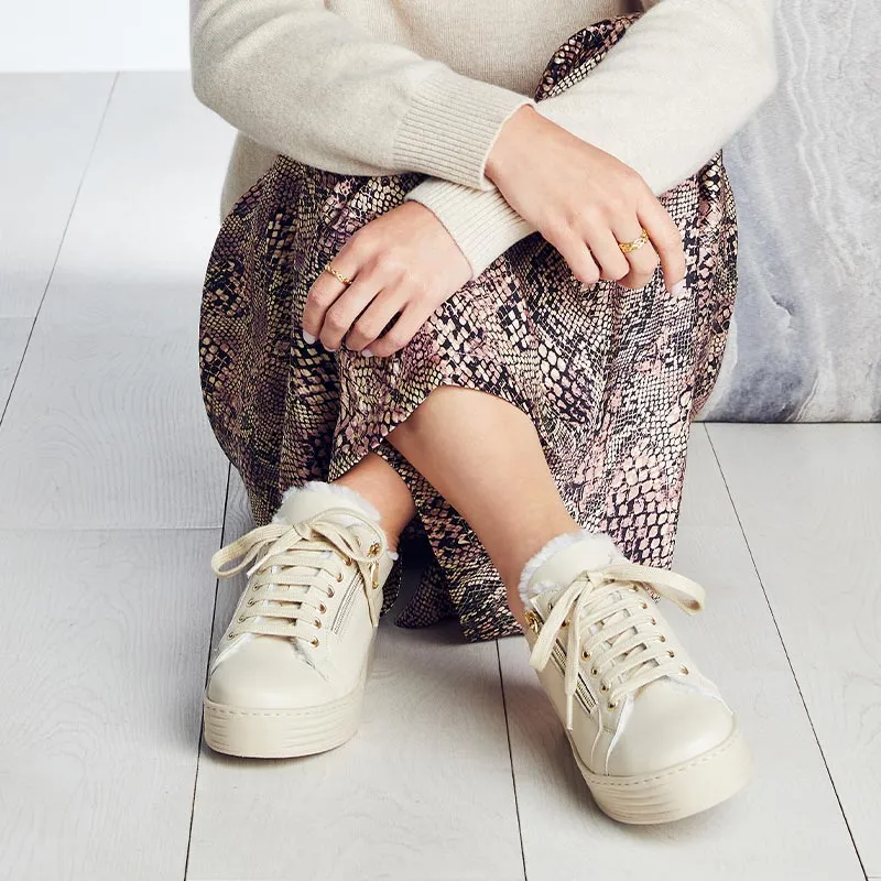 Honey: Cream Leather & Shearling sold by Sole Bliss product image thumbnail 3