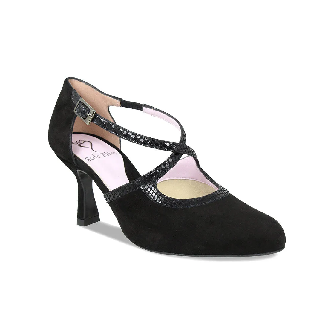 Meredith: Black Suede & Snake Print Leather sold by Sole Bliss product image thumbnail 3