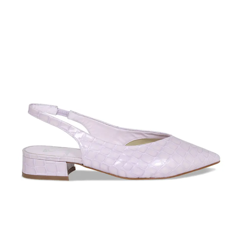 Sienna: Lilac Croc Patent Leather sold by Sole Bliss