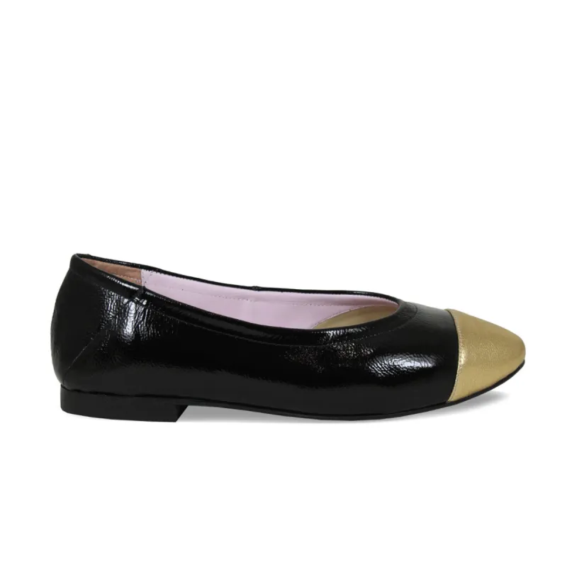 Luna: Black & Gold Leather sold by Sole Bliss