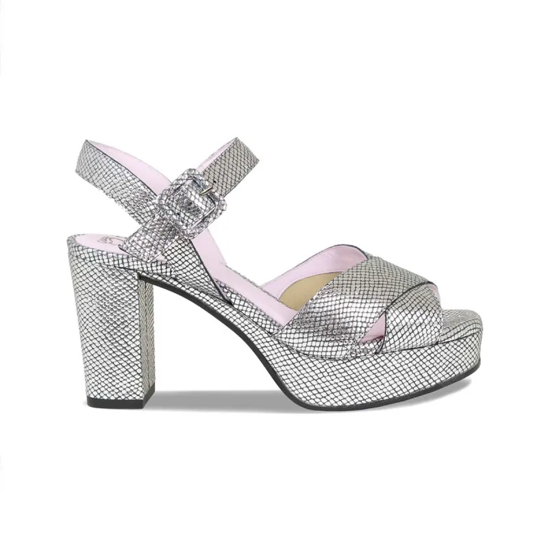 Ruby: Silver Snake Print Leather sold by Sole Bliss