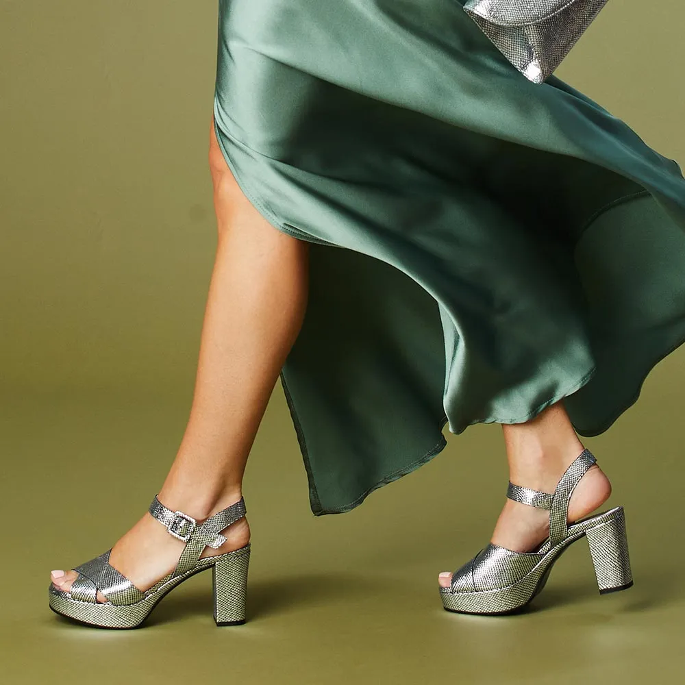 Ruby: Silver Snake Print Leather sold by Sole Bliss product image thumbnail 4