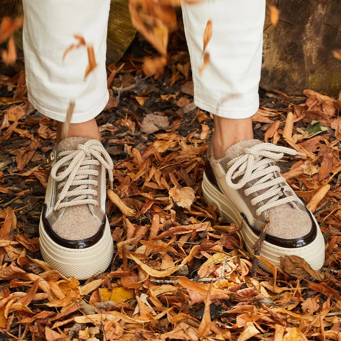 Denver: Taupe Multi Patent & Wool Lining sold by Sole Bliss product image thumbnail 3