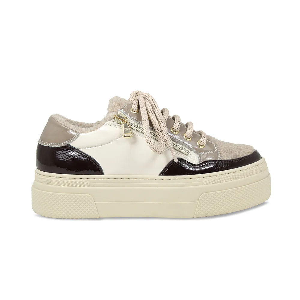 Denver: Taupe Multi Patent & Wool Lining sold by Sole Bliss