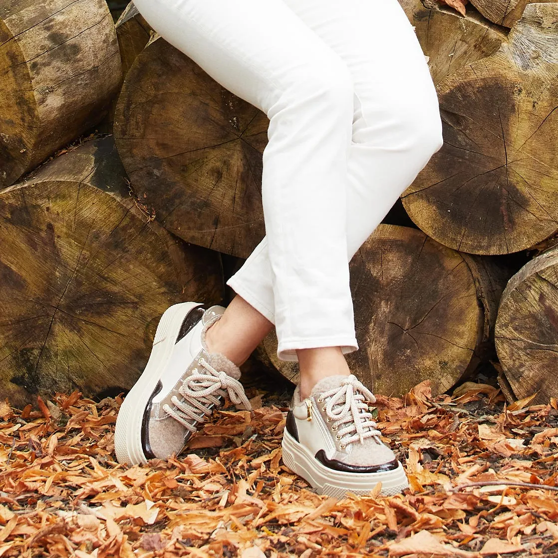 Denver: Taupe Multi Patent & Wool Lining sold by Sole Bliss product image thumbnail 4