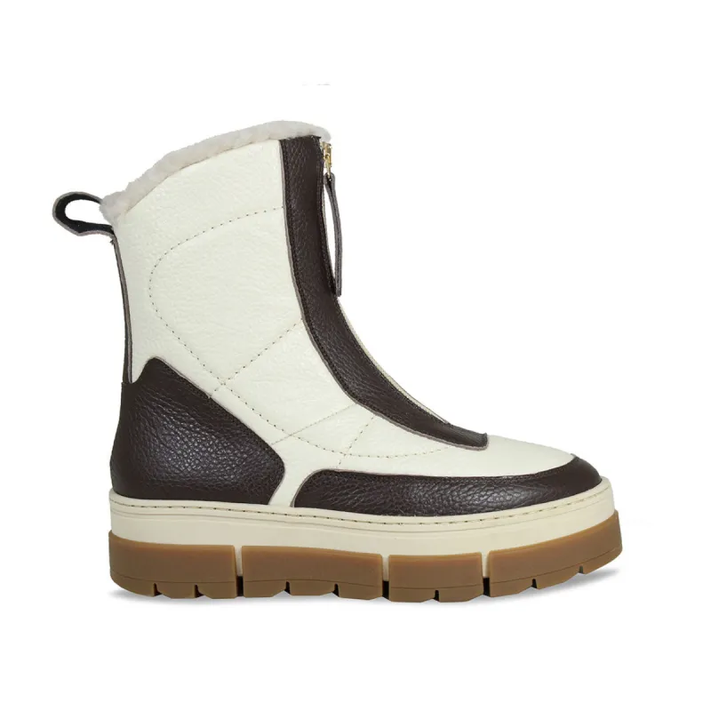 Blizzard: Chocolate & Cream Leather & Shearling sold by Sole Bliss