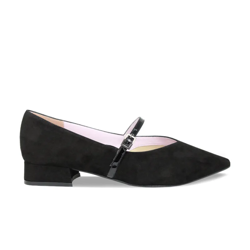 Savannah: Black Suede & Patent sold by Sole Bliss